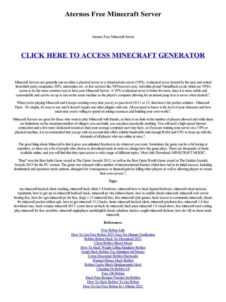 Click here to access minecraft generator aternos free minecraft server