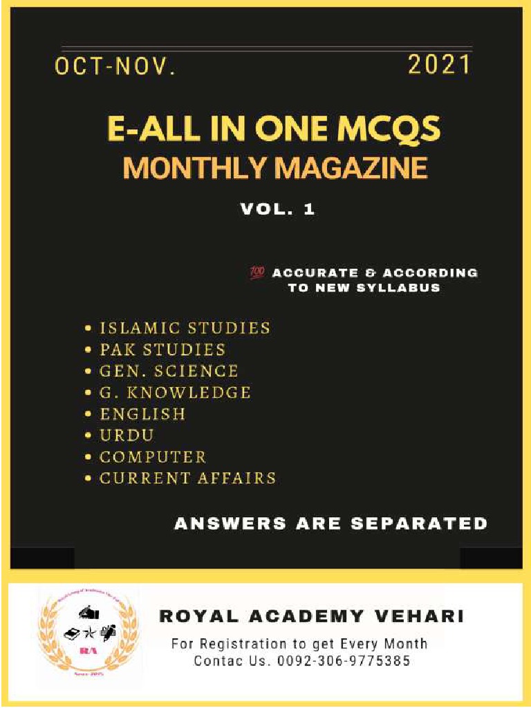 Vol 1 of MCQs E Magazine, PDF