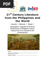 21 Century Literature From The Philippines and The World: SHS Grade 11/12