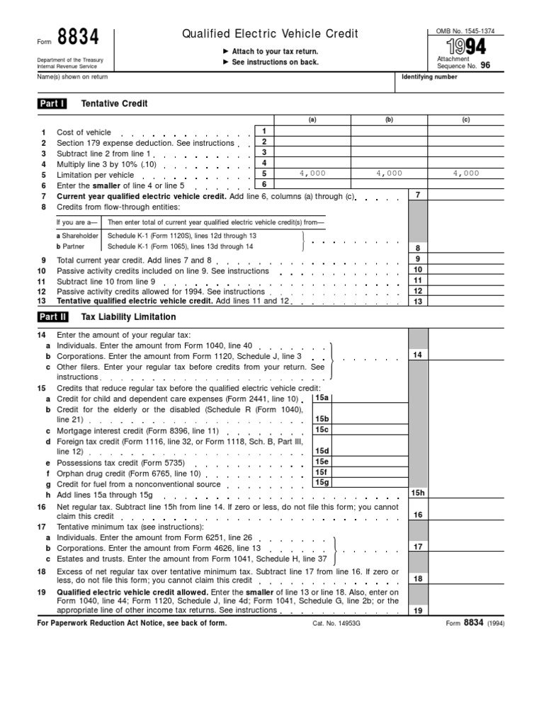 US Internal Revenue Service: f8834 - 1994 | PDF | Tax Deduction ...