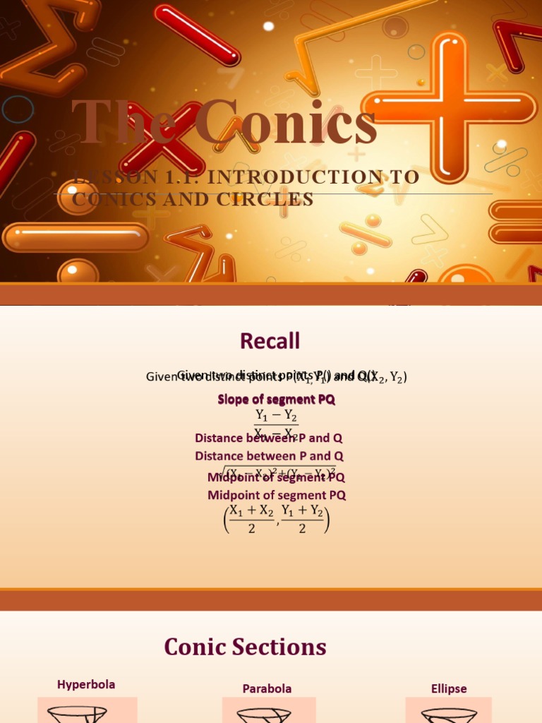 The Conics: Lesson 1.1: Introduction To Conics and Circles | PDF ...