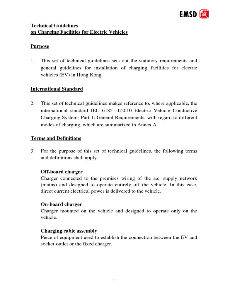 Technical Guidelines On Charging Facilities For Electric Vehicles PDF