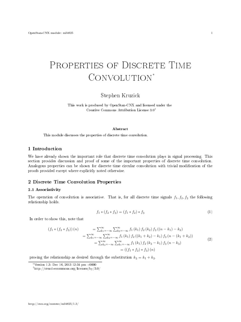 Properties of Discrete Time Convolution | PDF | Convolution | Discrete ...