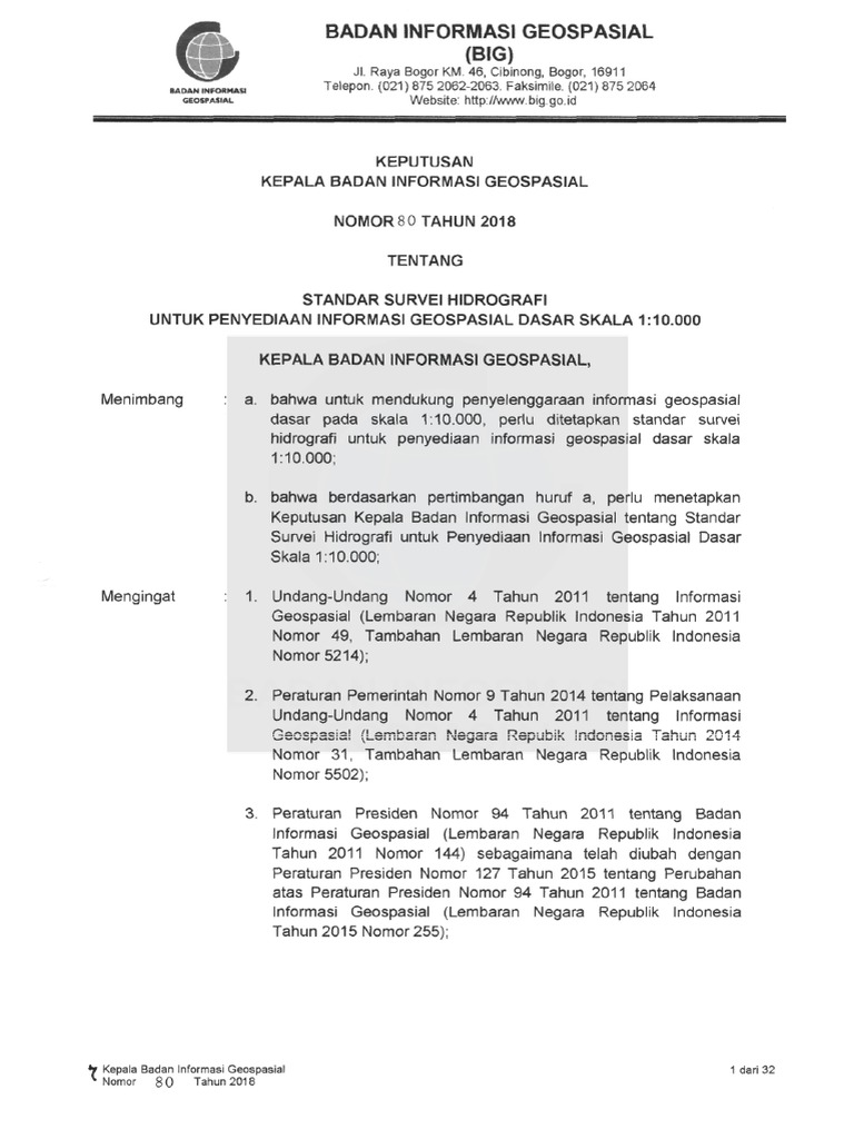 Badan Informasi Geospasial (BIG) | PDF