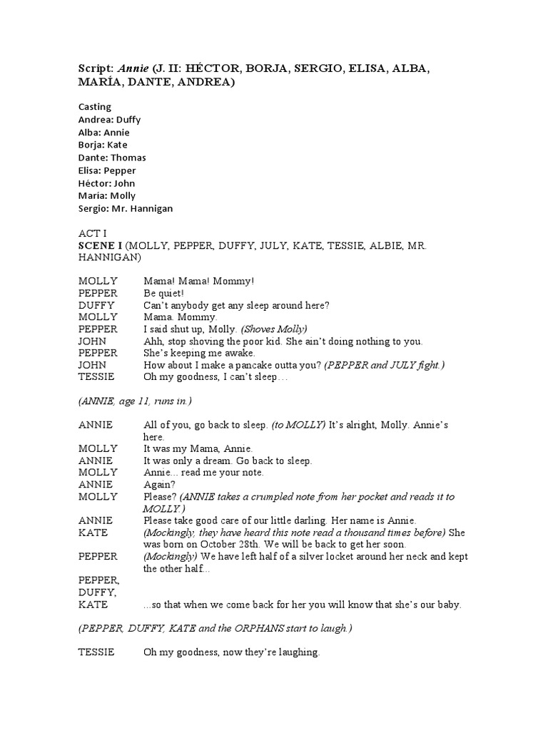 Annie JII Script | PDF | Annie (Musical)