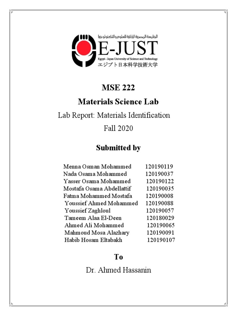MSE 222 Lab Report: Material Identification | PDF | Ceramics | Metals