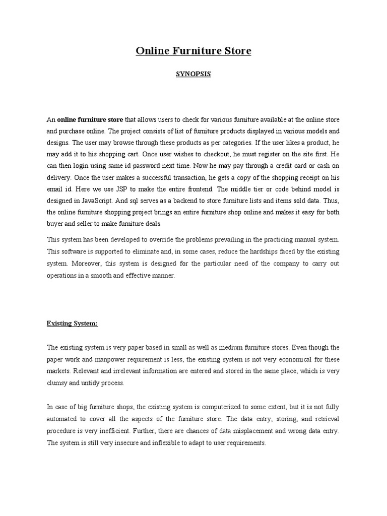 Online Furniture Store Management System | PDF | Online Shopping ...