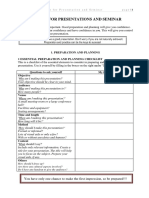 English For Presentations and Seminar: 1. Preparation and Planning 1 Essential Preparation and Planning Checklist