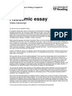 Academic Essay: Video Transcript