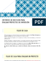 Flujo de Caja y Criterios de Evaluar Proyecto de Inversion