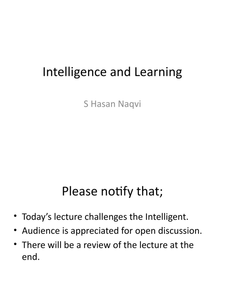 Exploring Intelligence and Learning Strategies | PDF | Learning ...