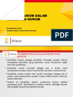 Sumber Hukum Dalam Penelitian Hukum: 24 September 2021 Fakultas Hukum Universitas Indonesia