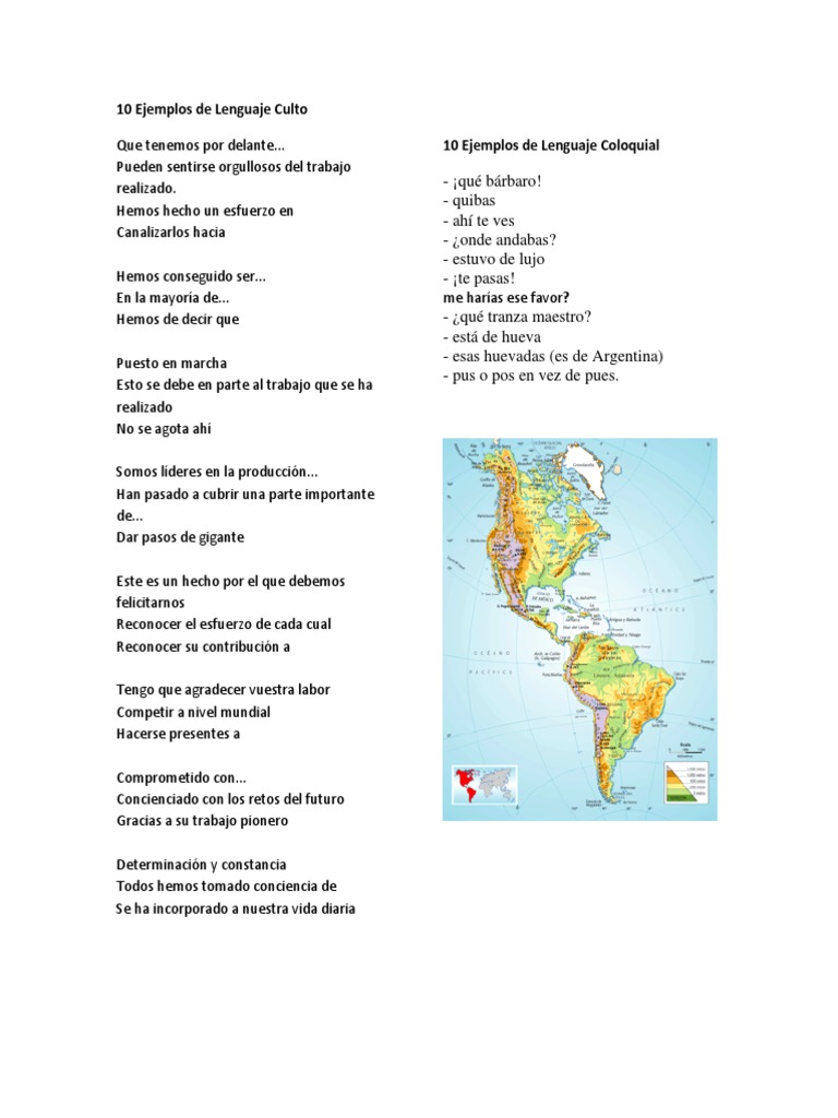 Ejemplos de Lenguaje Culto | PDF | Estudios de idiomas extranjeros