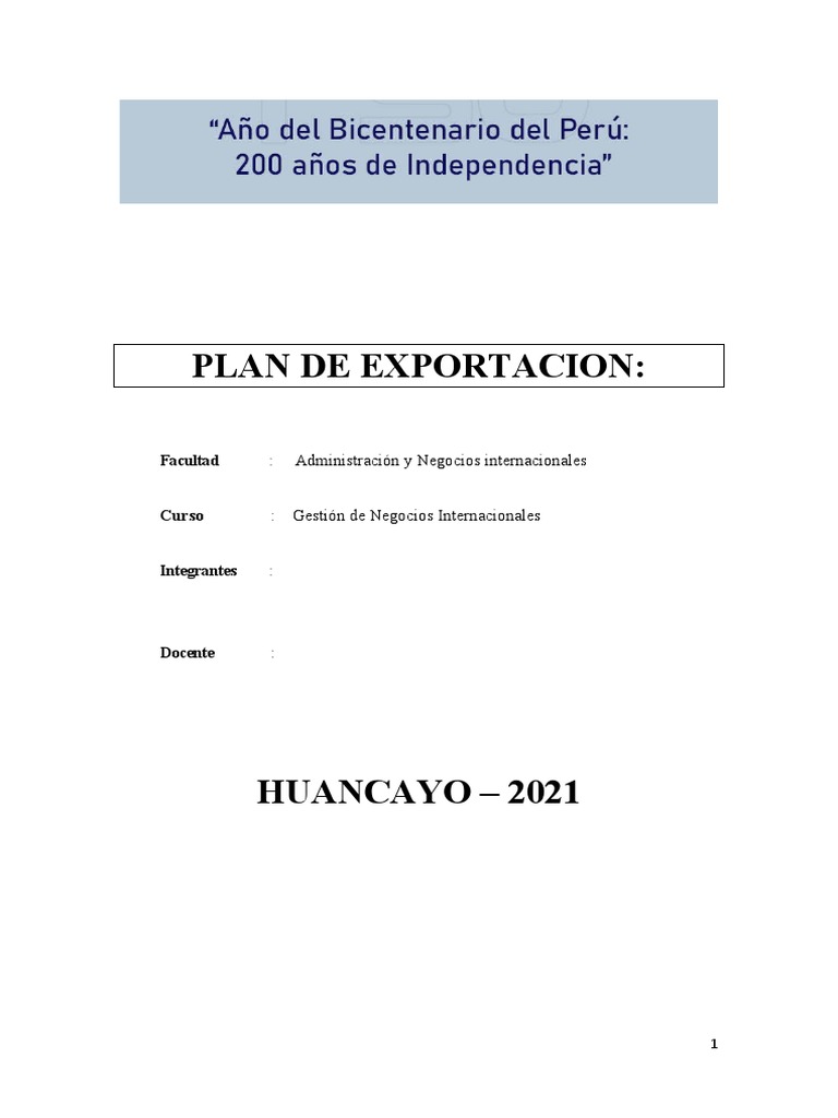 Plan de Exportacion (33 | PDF | Planificación estratégica | Calidad ...