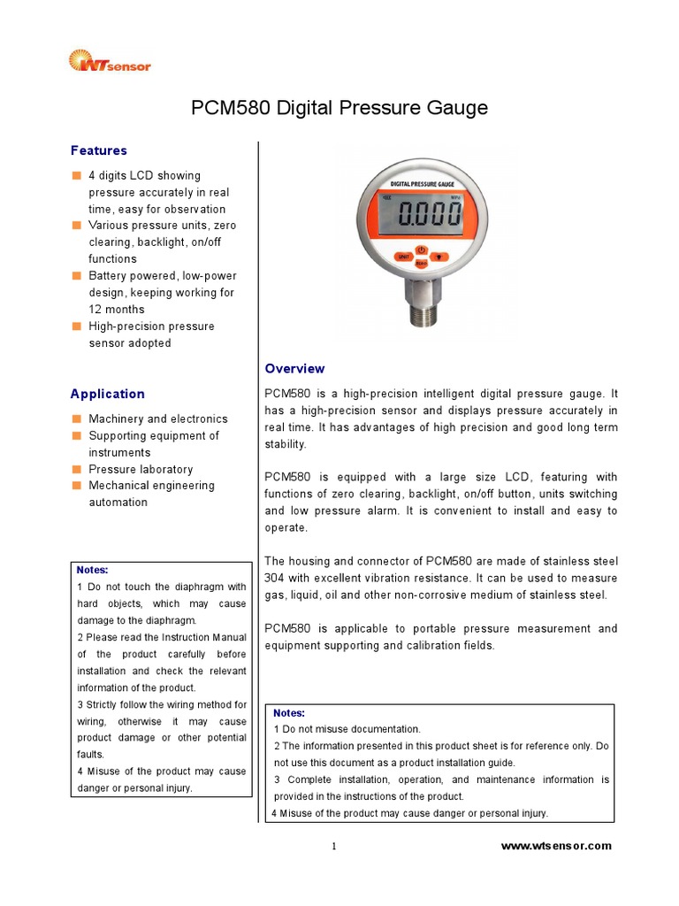 Digital Pressure Guage | PDF | Pressure Measurement | Metrology