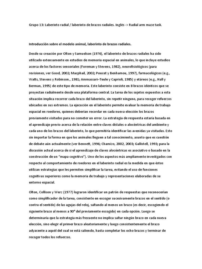 Estrategias en laberinto radial para ratas | PDF | Experimentar ...