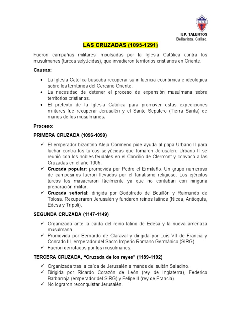 Clase Las Cruzadas 2do | PDF | Cruzadas | imperio Bizantino
