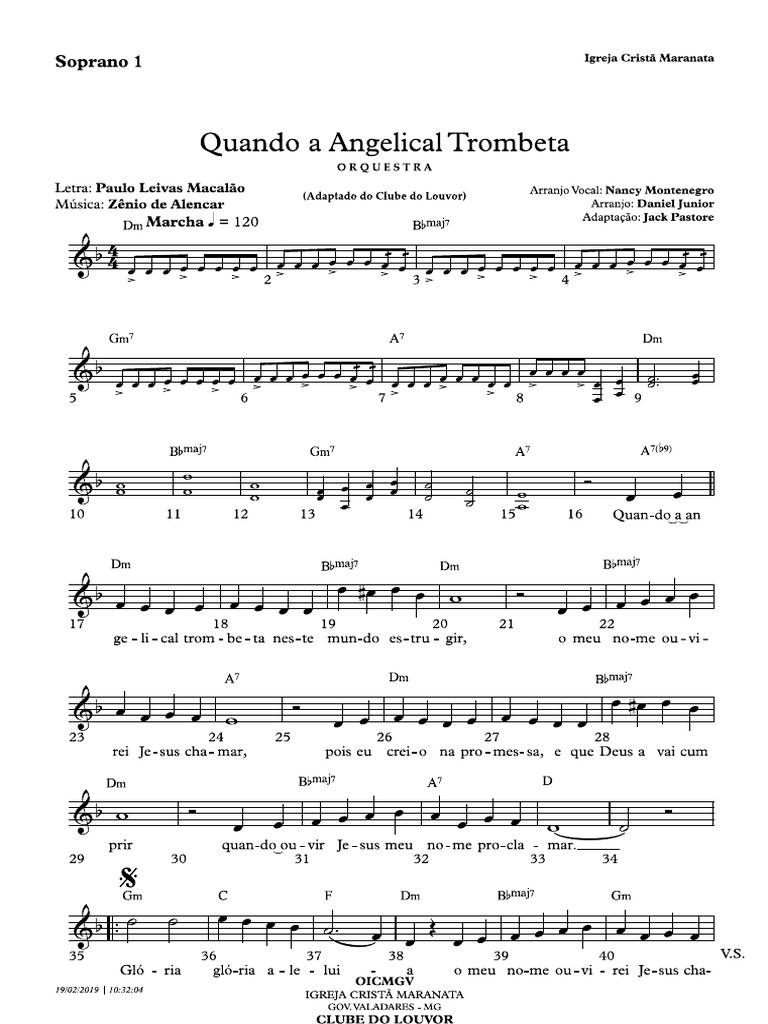 Quando A Angelical Trombeta - Soprano 1 | PDF