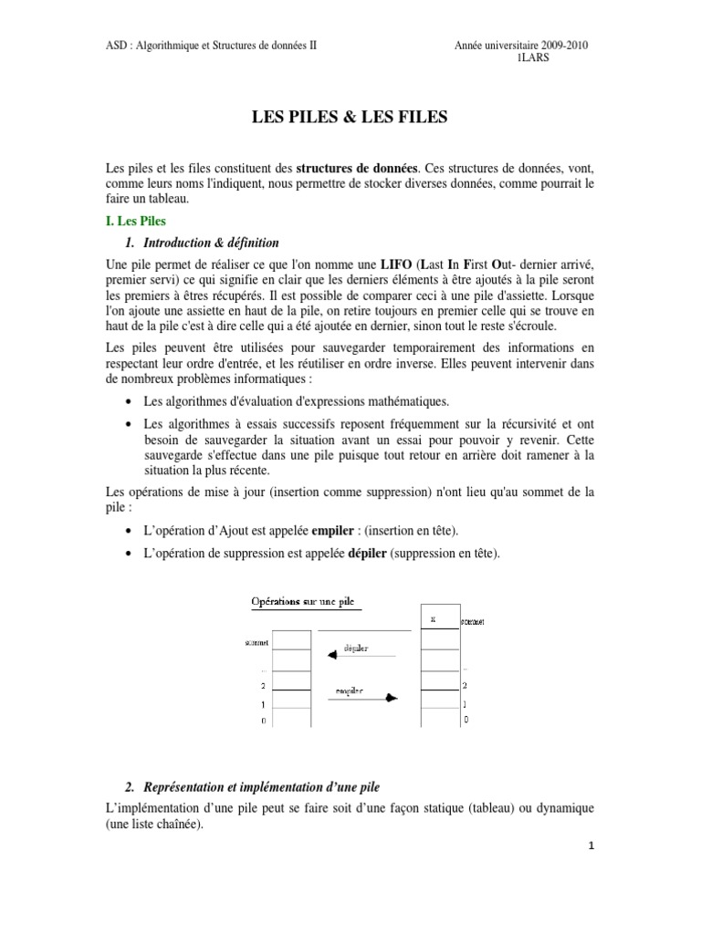 Piles et Files : Structures de Données | PDF | Tableau (structure de ...