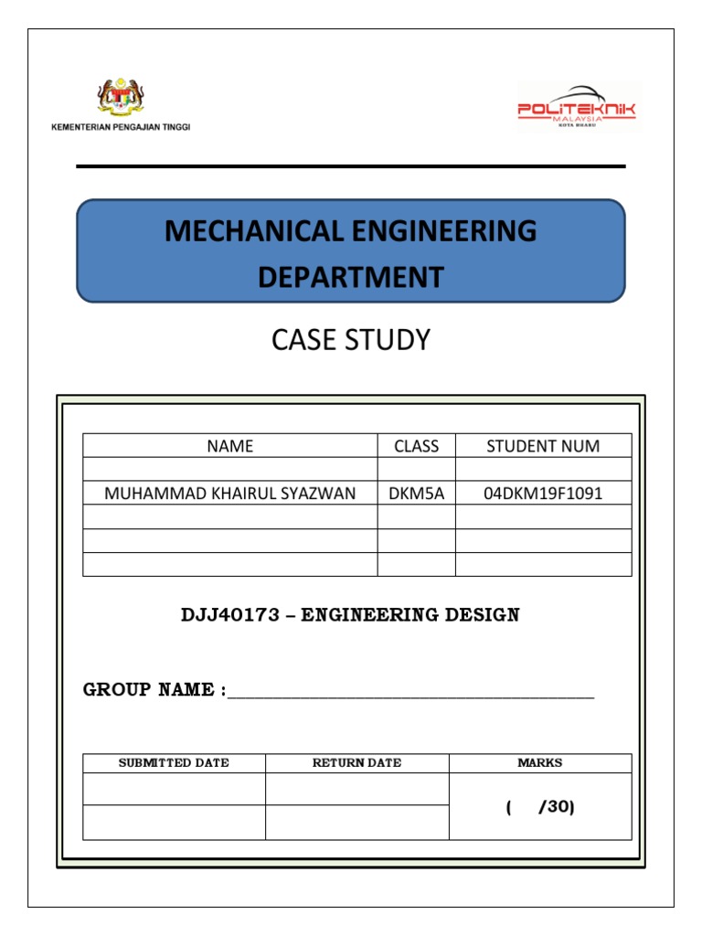 Mechanical Engineering Case Study Report | PDF
