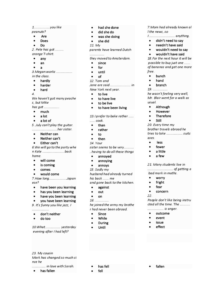 English Grammar and Vocabulary Exercises | PDF