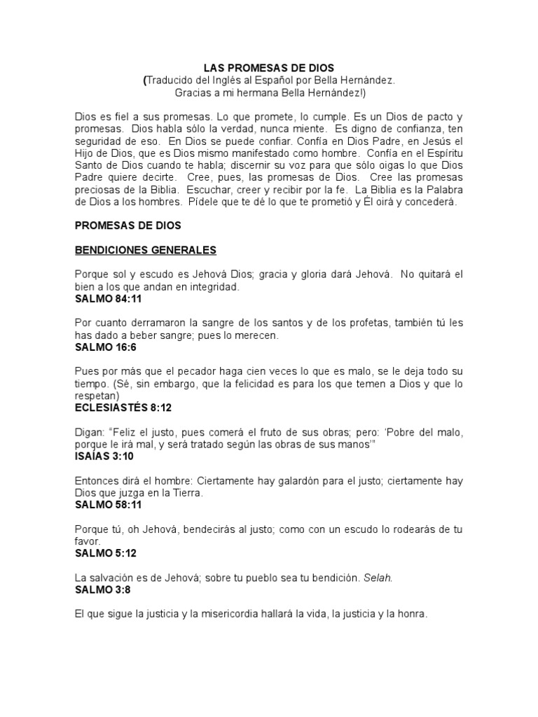 Las Promesas de Dios | PDF | Libro de trabajo | Fe