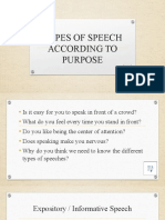 Types of Speech According To Purpose