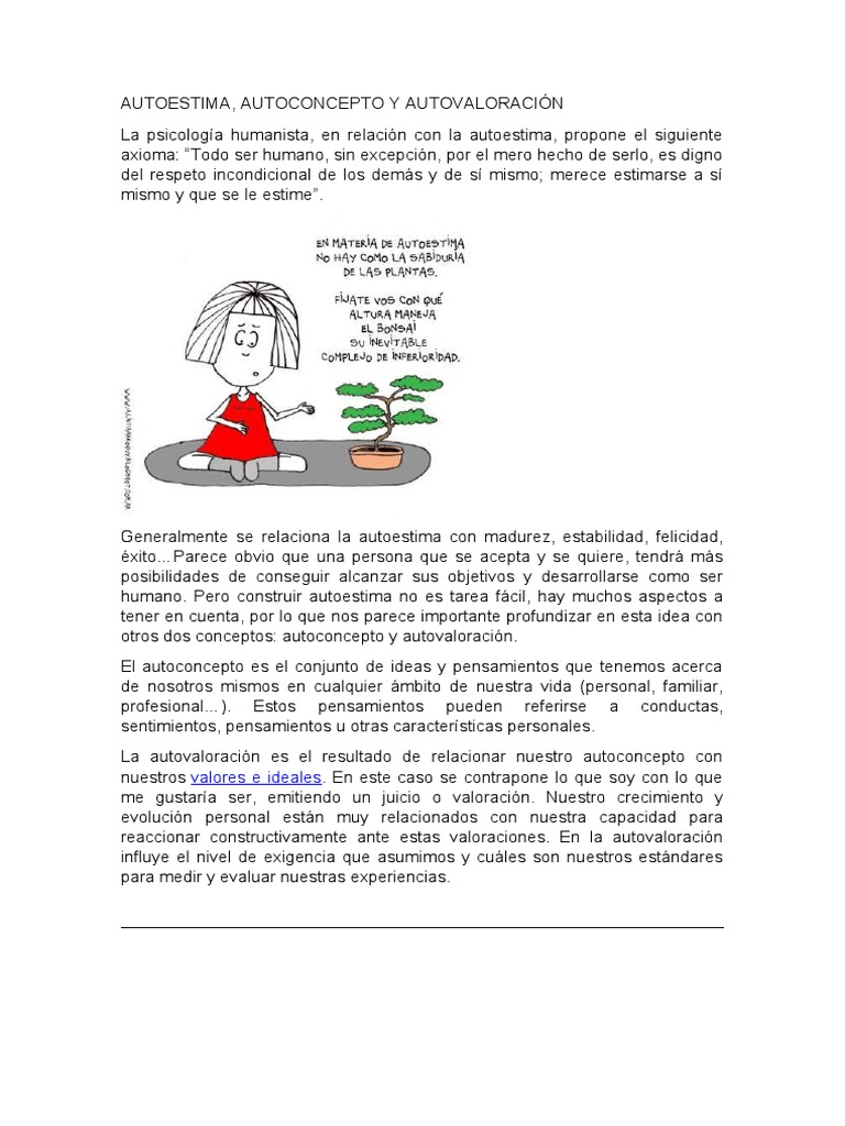 Autovaloración y autoestima en psicología | PDF | Autoestima | Felicidad