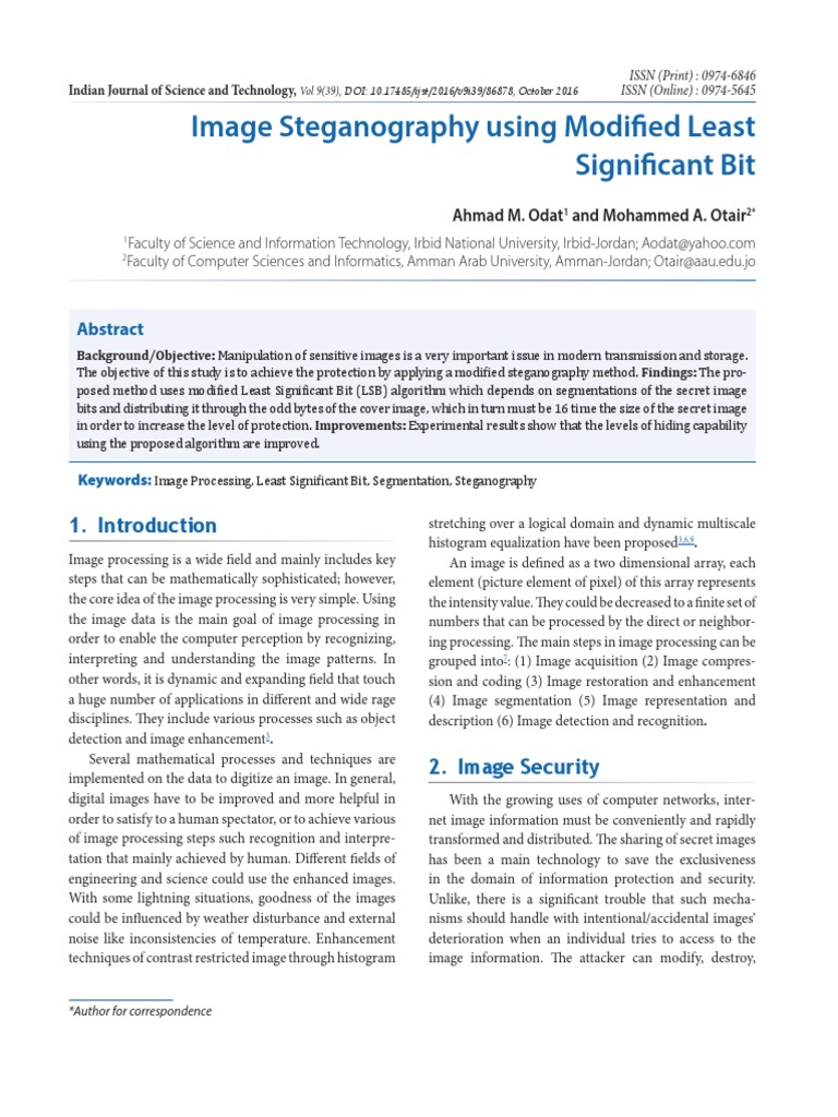 Image Steganography Using Modified Least Significant Bit | PDF ...