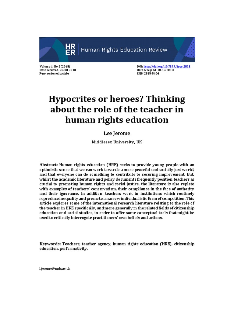 Teachers and Human Rights | PDF | Teachers | Pedagogy
