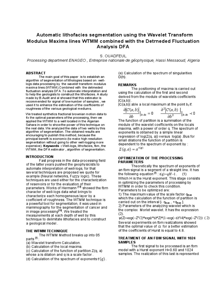 Lithofacies Segmentation via WTMM-DFA | PDF | Image Segmentation | Wavelet