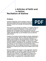 Articles of Faith and Qadiani's claims 
