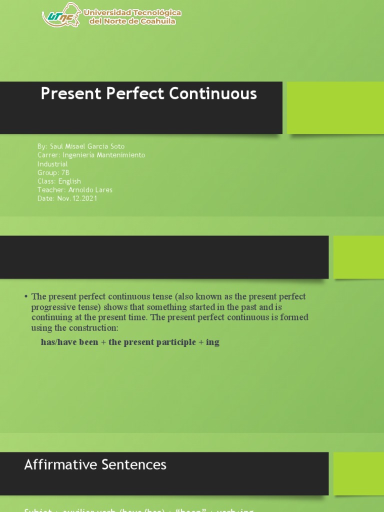 Present Perfect Continuous | PDF | Language Arts & Discipline | Foreign ...