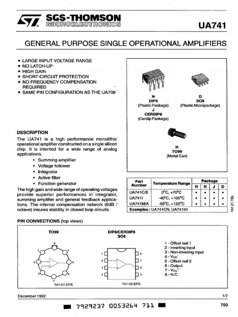 Ua741 マニュアル | μA741 General-Purpose Operational Amplifiers datasheet ...