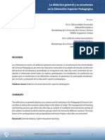 La Didáctica General y Su Enseñanza en La Educación Superior