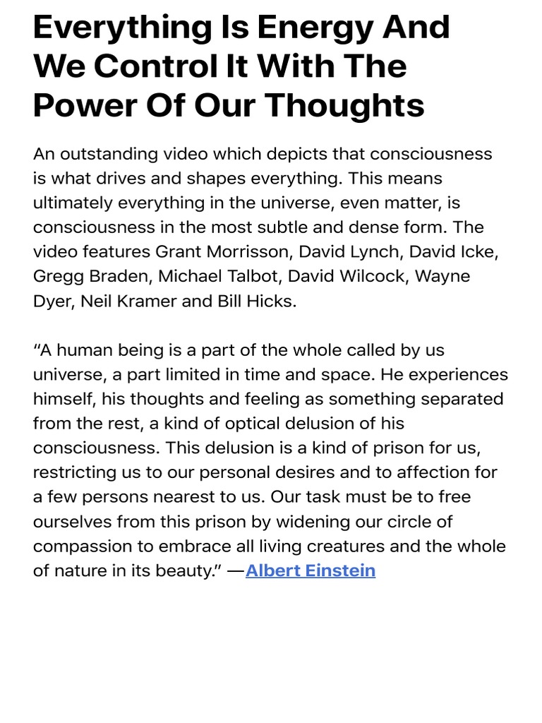 Everything Is Energy and We Control It With The Power of Our Thoughts | PDF