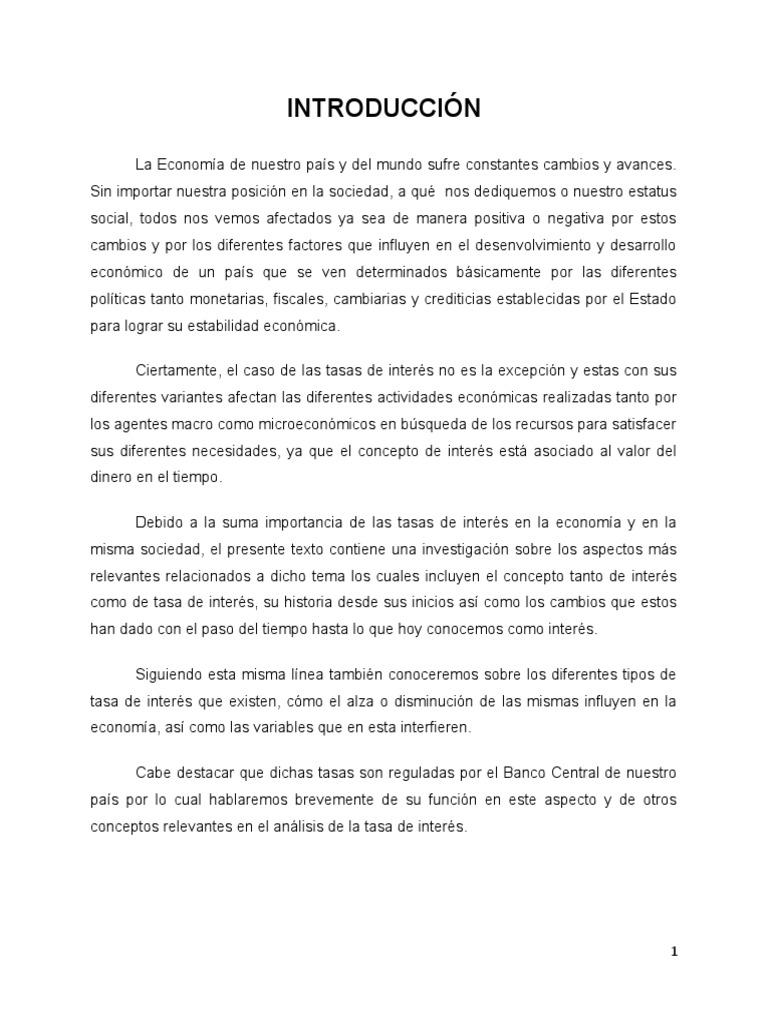 Impacto de las Tasas de Interés en la Economía | PDF | Tasas de interés ...