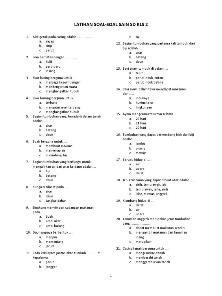 Menggali Potensi Sains Sejak Dini: Sukses dalam Lomba Soal Sain SD Kelas 3 Semester 2
