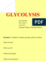 Glycolysis: Presented By, Mrs. Lincy J Asst. Prof Nursing College of Nursing Kishtwar