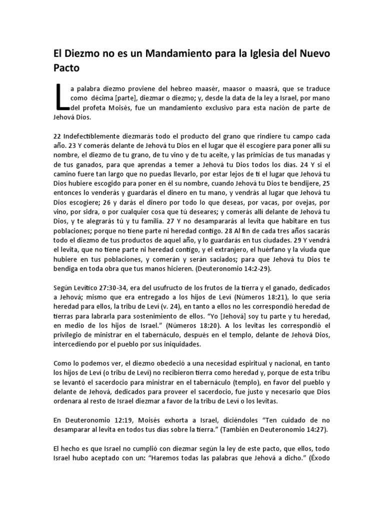 El Diezmo y la Iglesia del Nuevo Pacto | PDF | Diezmo | Sacerdote
