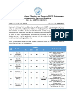 Advertisement For Technical Positions: National Institute of Science Education and Research (NISER) Bhubaneswar