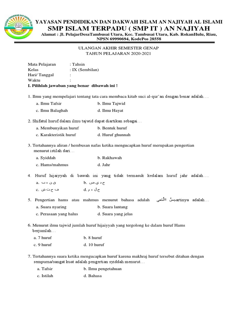 Latihan tahsin soal kelas 3 pdf emridev