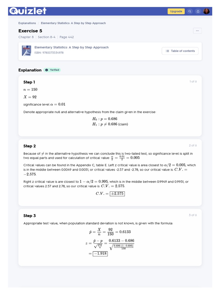 Exercise 5 Explanation Step 1 PDF Statistical Significance