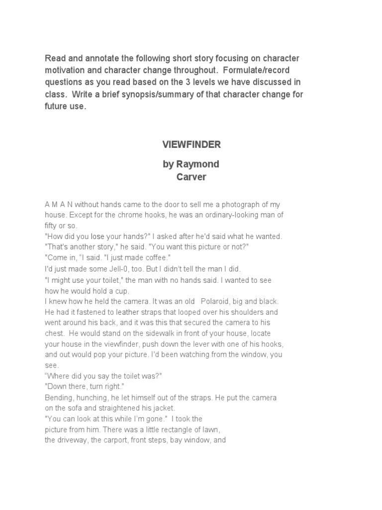 Viewfinder by Raymond Carver Lose PDF