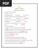 Class - IV Subject - Computer Introduction To Windows - 7: Q.1 Tick The Correct Answer