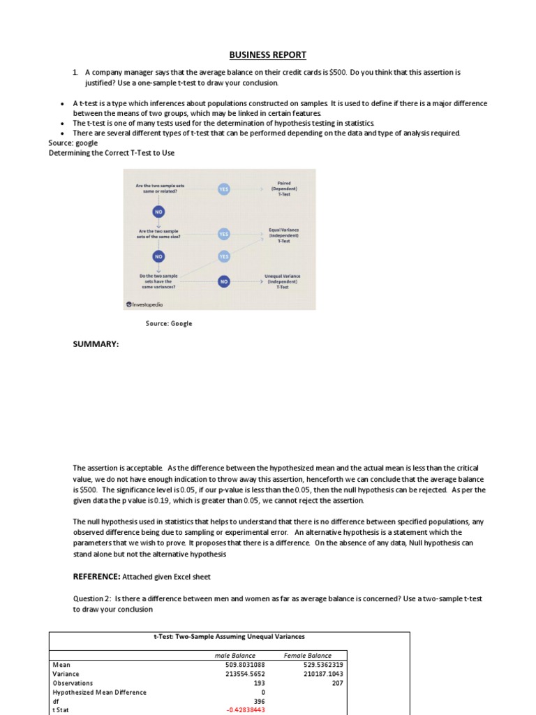 Credit Card Balance Analysis Report | PDF | Student's T Test ...