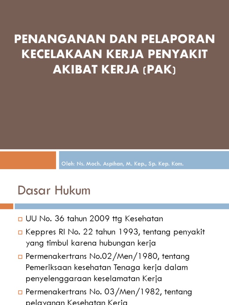 Penatalaksanaan PENYAKIT AKIBAT KERJA | PDF
