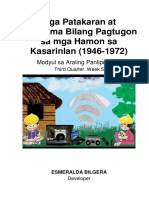 Mga Patakaran at Programa Bilang Pagtugon Sa Mga Hamon Sa Kasarinlan (1946-1972)