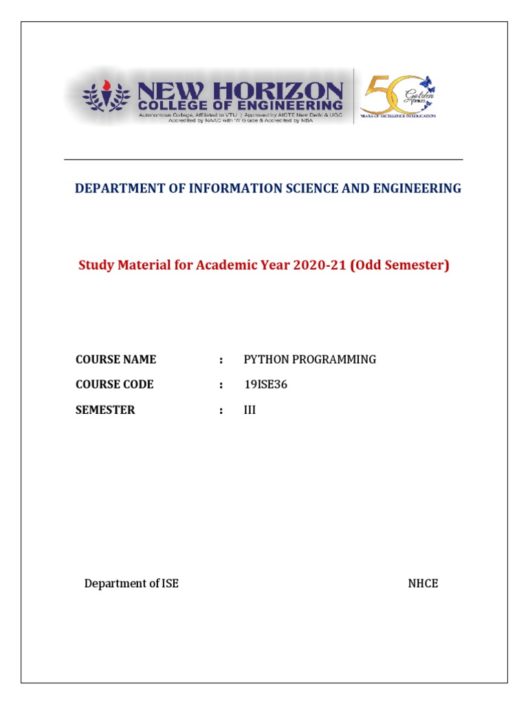 19ISE36 | PDF | Control Flow | Python (Programming Language)