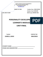 Personality Development Learner'S Module Unit-Final: Teacher Contact No Junabil U. Carao 09061706553